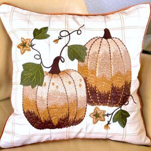 18x18 Fall Autumn Gradient Pumpkins on the Vine Embroidered Pillow Cover New